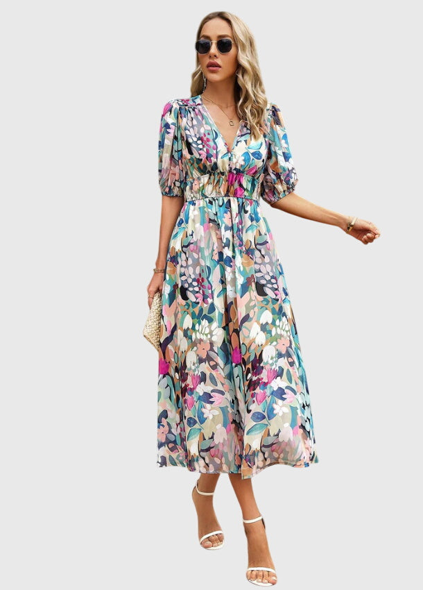 Merlin | Flattering Floral Midi Dress