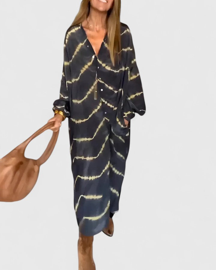 Amelie | Elegant Boho Striped Maxi Drees