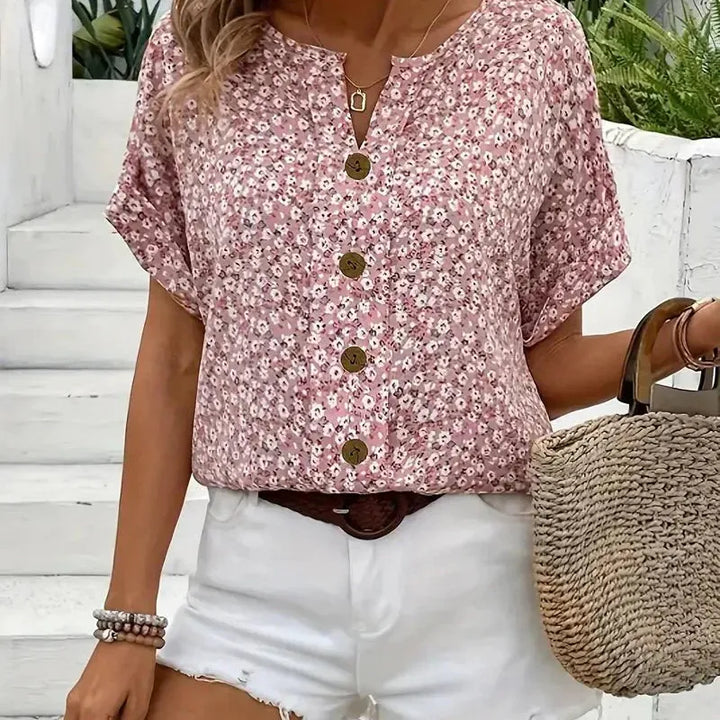 Wolena | Meadow Blossom V-Neck Blouse Zenvora