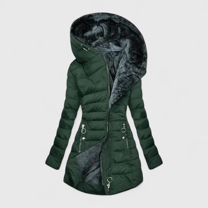 Cassiora | Comfortable Coat Dark Green