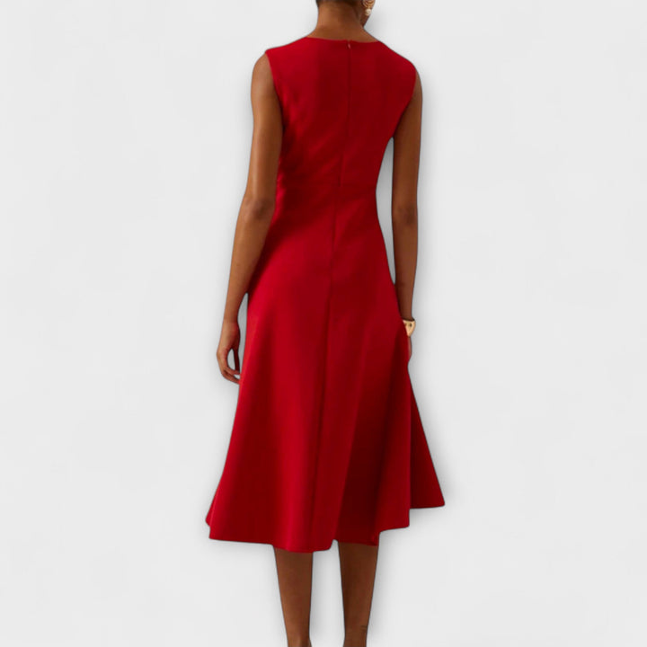 Juliette – Asymmetrical Draped Midi Dress Zenvora