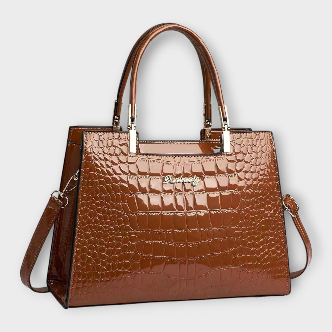 Zenvora | Glossy Crocodile Pattern Handbag