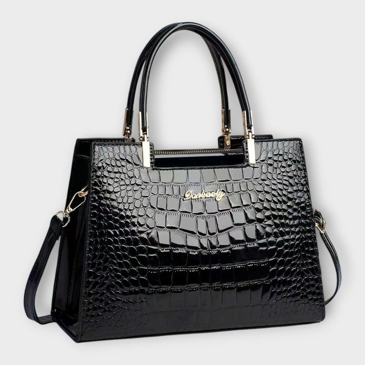 Zenvora | Glossy Crocodile Pattern Handbag