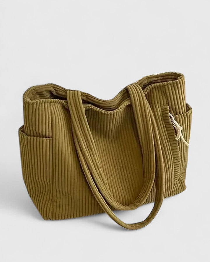 Zenvora | Luxurious Ribbed Tote Bag with Cord Detail