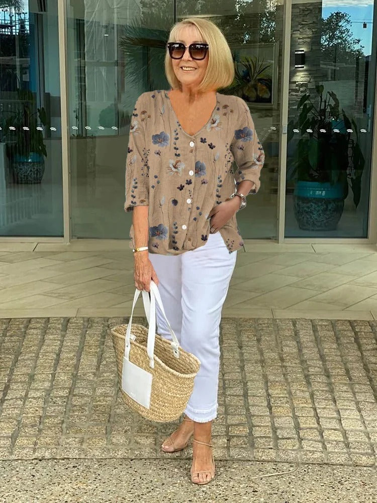 Lila | Striped V-Neck Blouse Zenvora