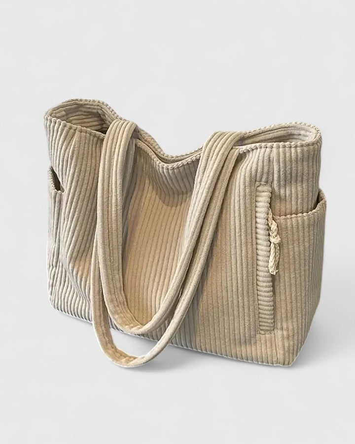 Zenvora | Luxurious Ribbed Tote Bag with Cord Detail
