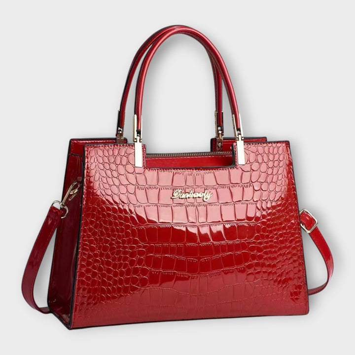 Zenvora | Glossy Crocodile Pattern Handbag