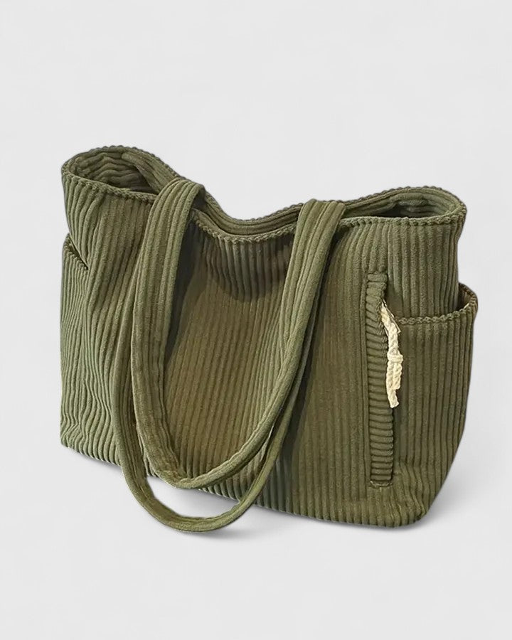 Zenvora | Luxurious Ribbed Tote Bag with Cord Detail