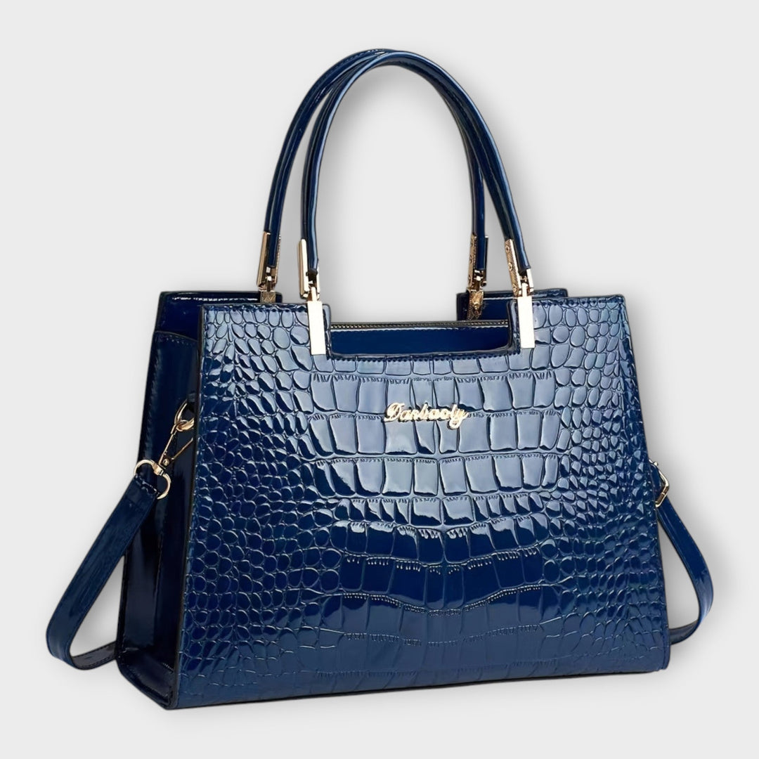 Zenvora | Glossy Crocodile Pattern Handbag