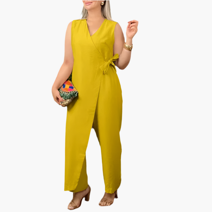 Inès | Elegant V-Neck Jumpsuit Zenvora