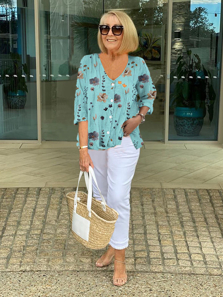 Lila | Striped V-Neck Blouse Zenvora