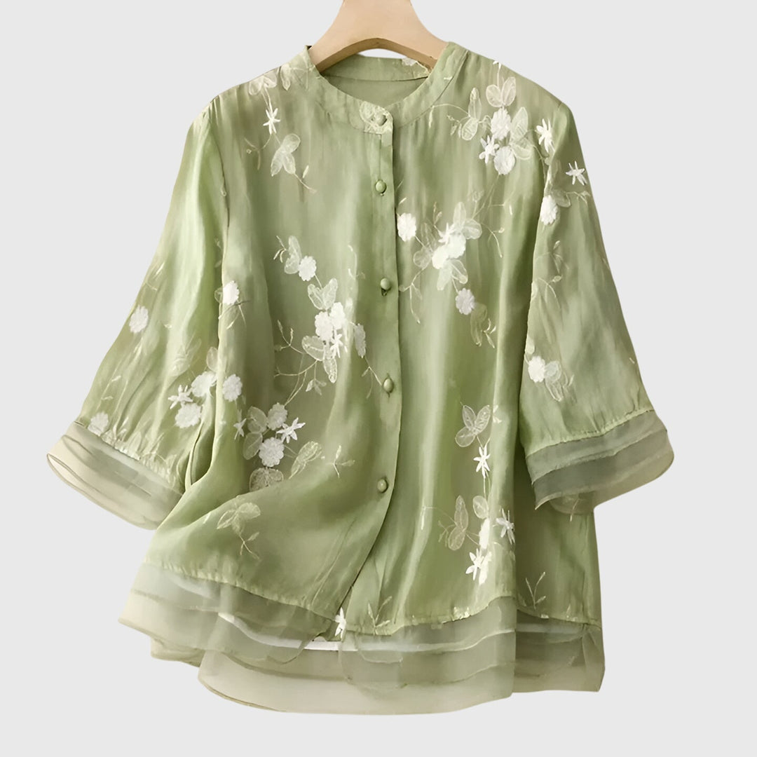 Nellie™ | Elegant Top with Embroidered Flowers