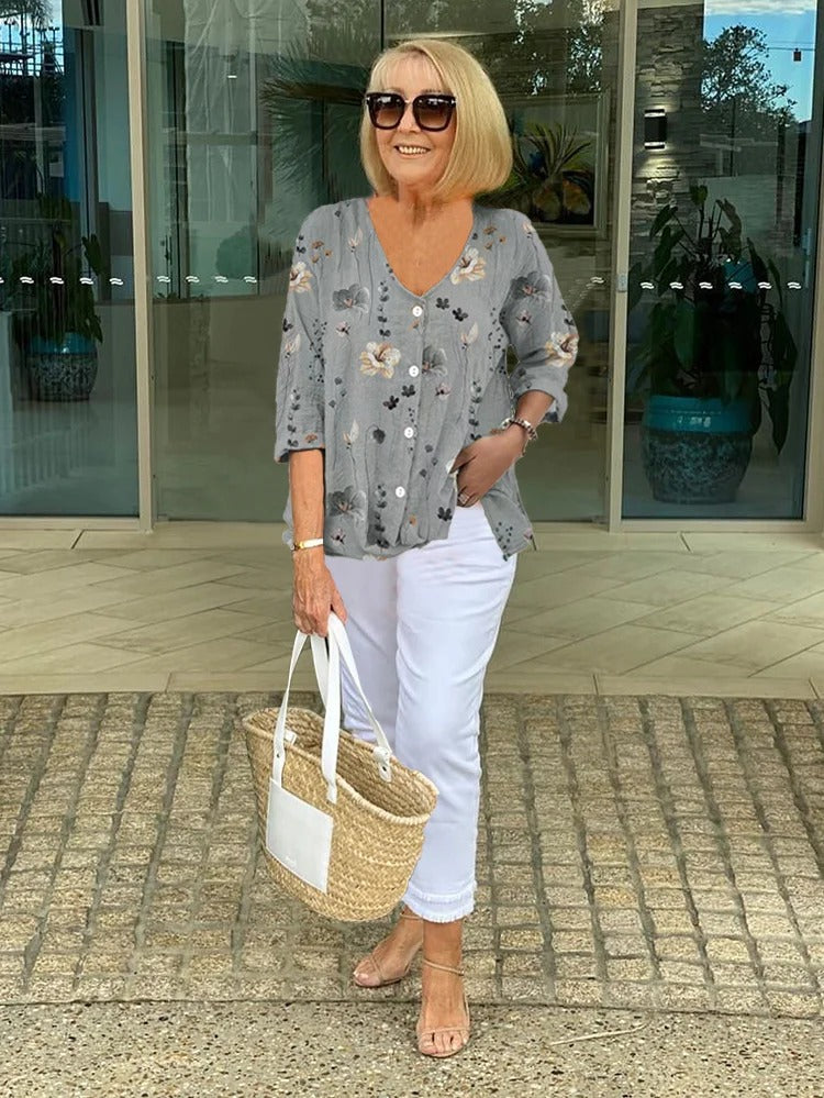 Lila | Striped V-Neck Blouse Zenvora