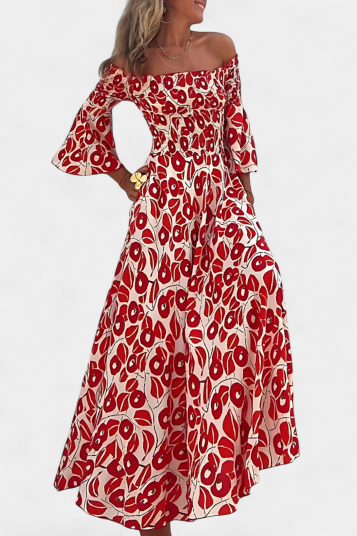 Sea Floral Off-the-Shoulder Dress Zenvora