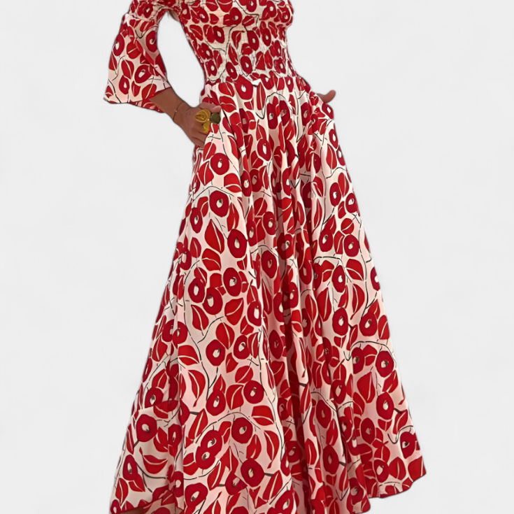 Sea Floral Off-the-Shoulder Dress Zenvora