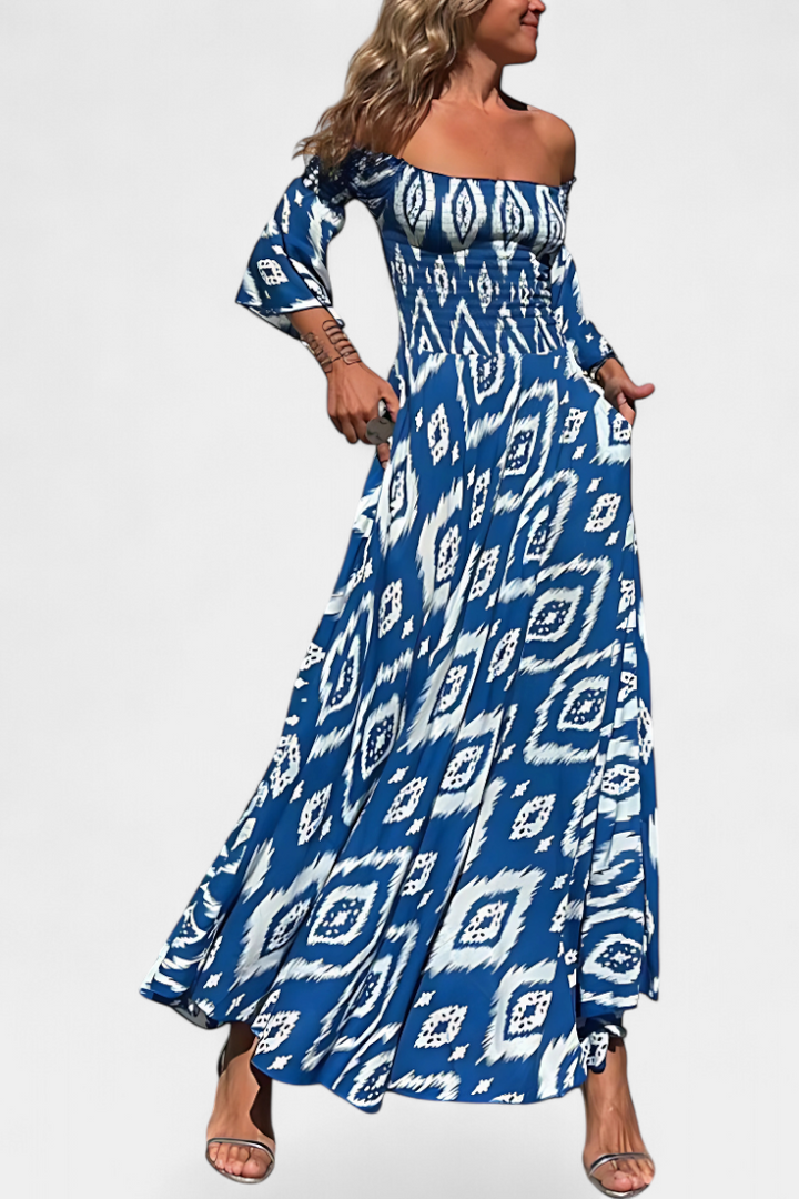 Sea Floral Off-the-Shoulder Dress Zenvora