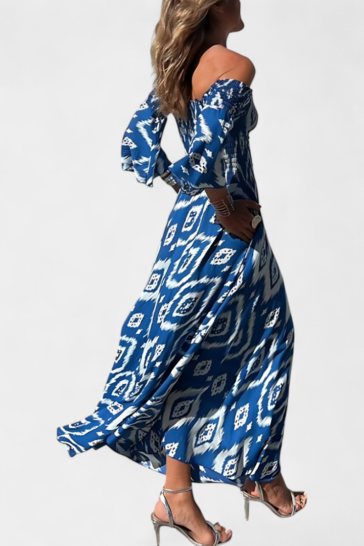 Sea Floral Off-the-Shoulder Dress Zenvora