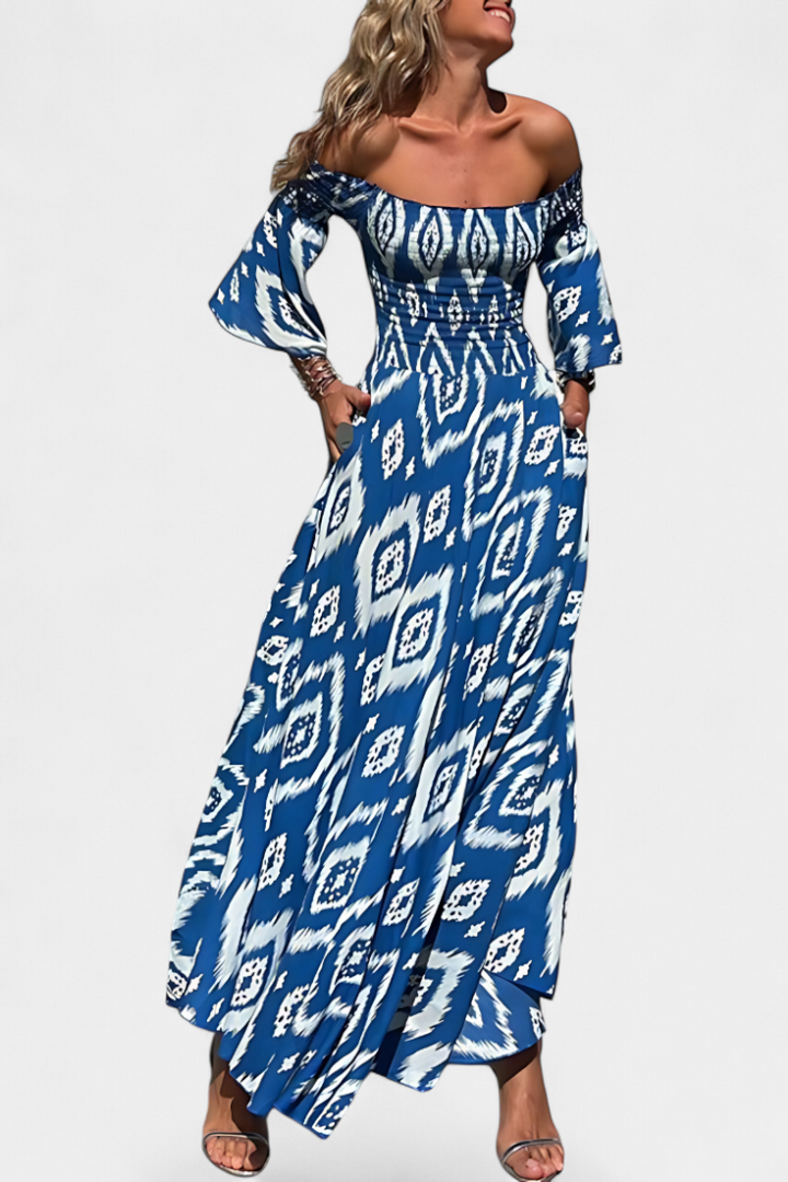 Sea Floral Off-the-Shoulder Dress Zenvora