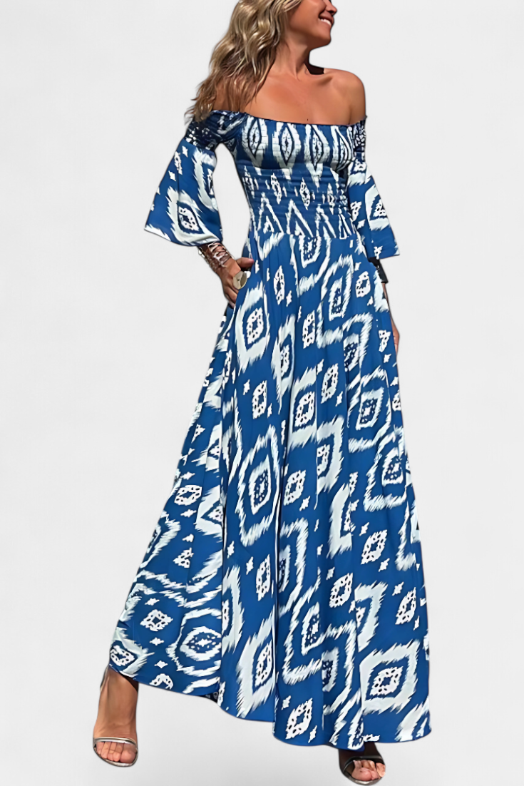 Sea Floral Off-the-Shoulder Dress Zenvora