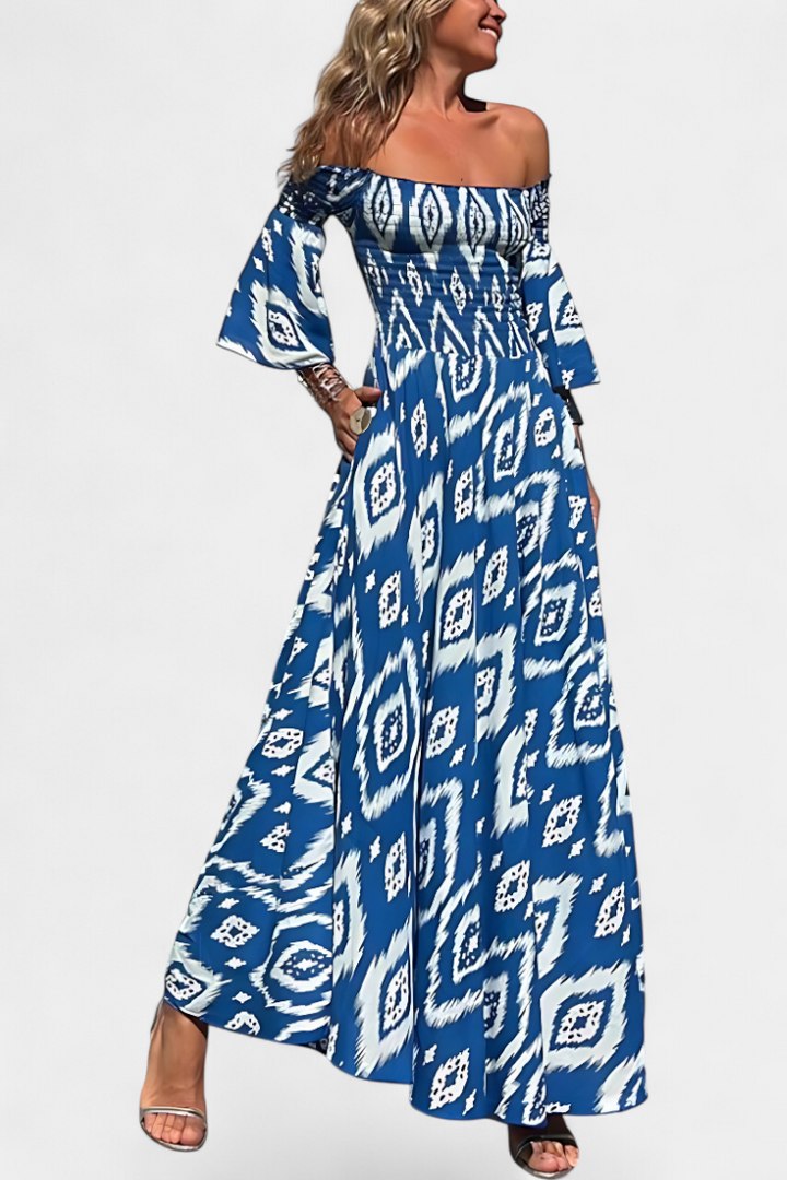 Sea Floral Off-the-Shoulder Dress Zenvora