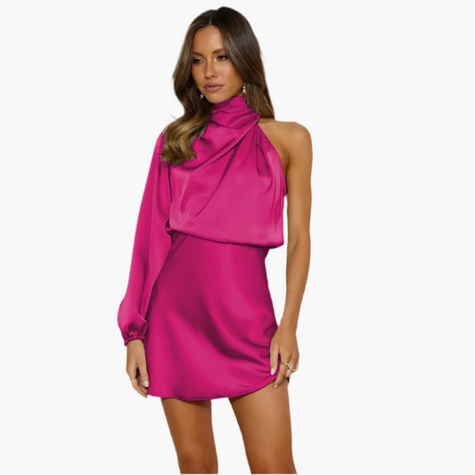 Satin One-Shoulder Jurk Zenvora
