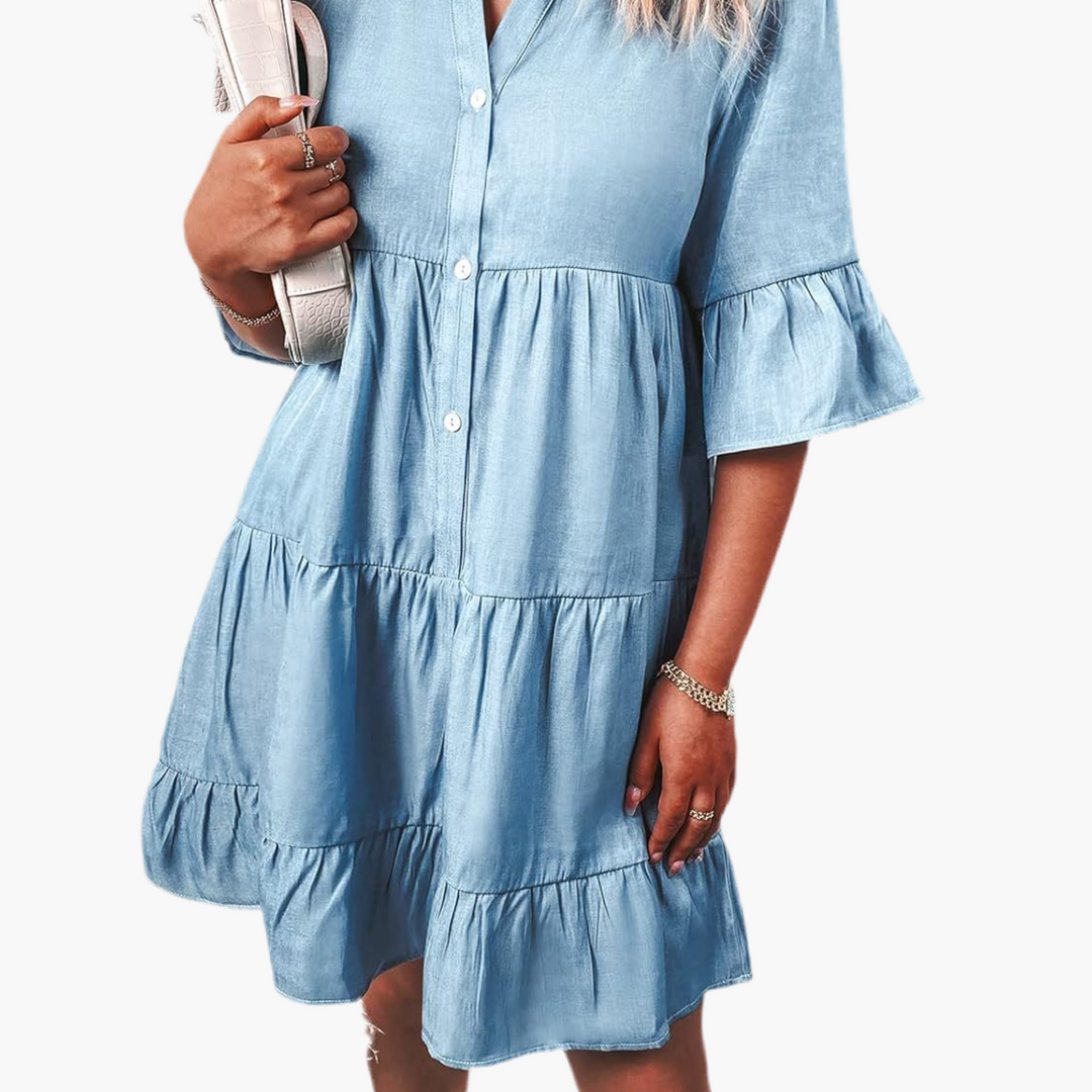 Amy | Ruffle Denim Dress Zenvora