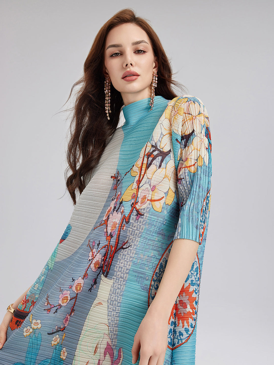 Creative Patterned Gathered Collar Dress