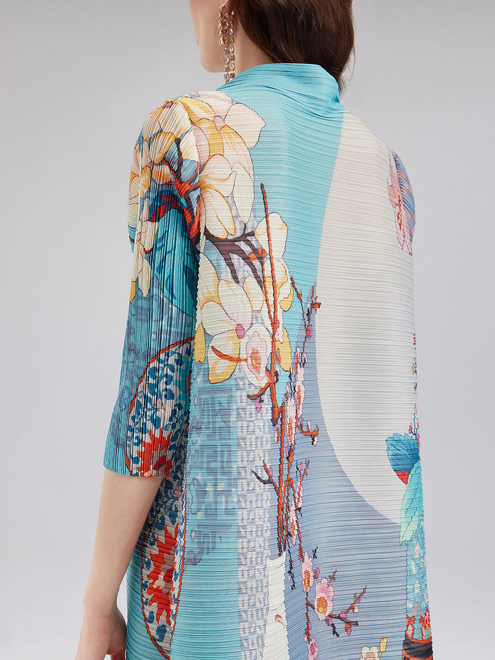 Creative Patterned Gathered Collar Dress