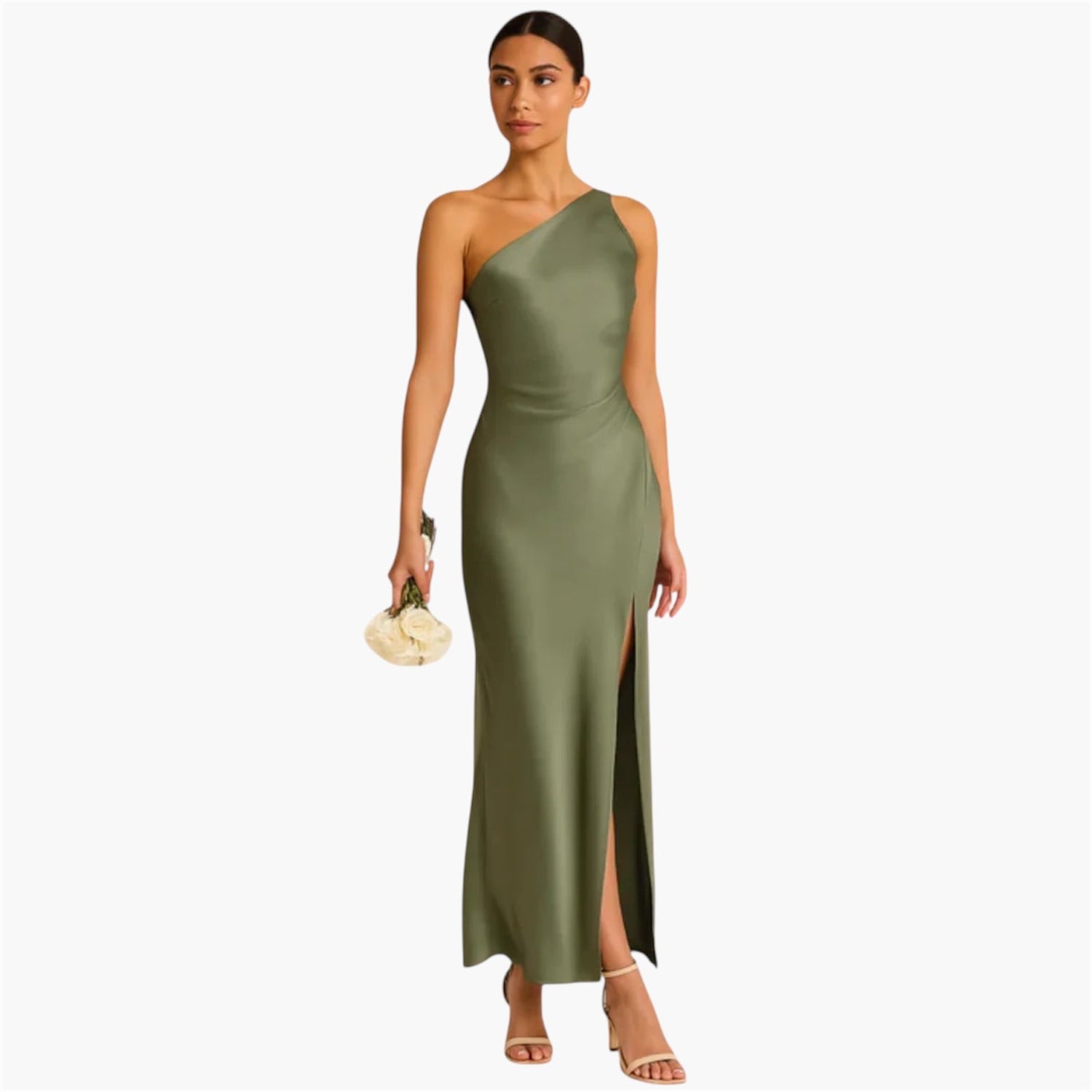 Elegante Satijnen One-Shoulder Avondjurk Zenvora