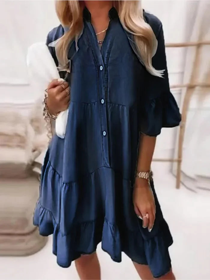 Amy | Ruffle Denim Dress Zenvora