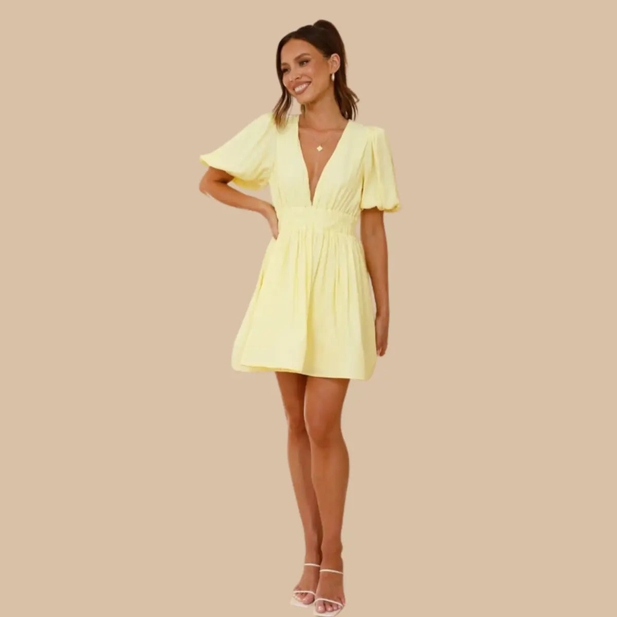Puff Sleeve Jurk Zenvora