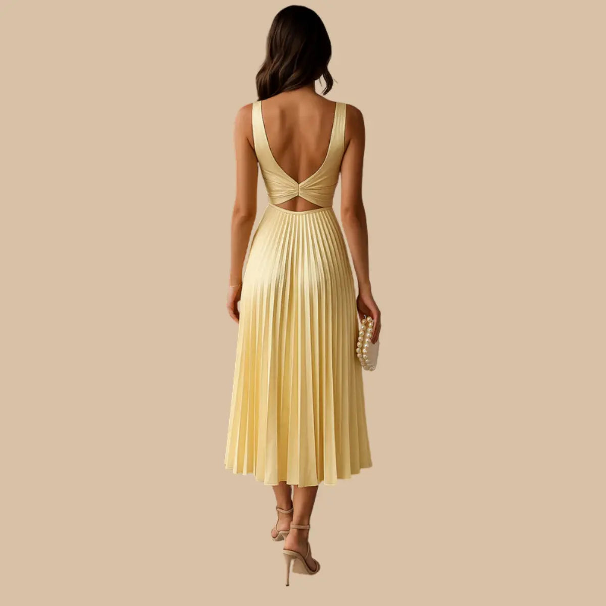 Elegante Plissé Midi-Jurk Zenvora