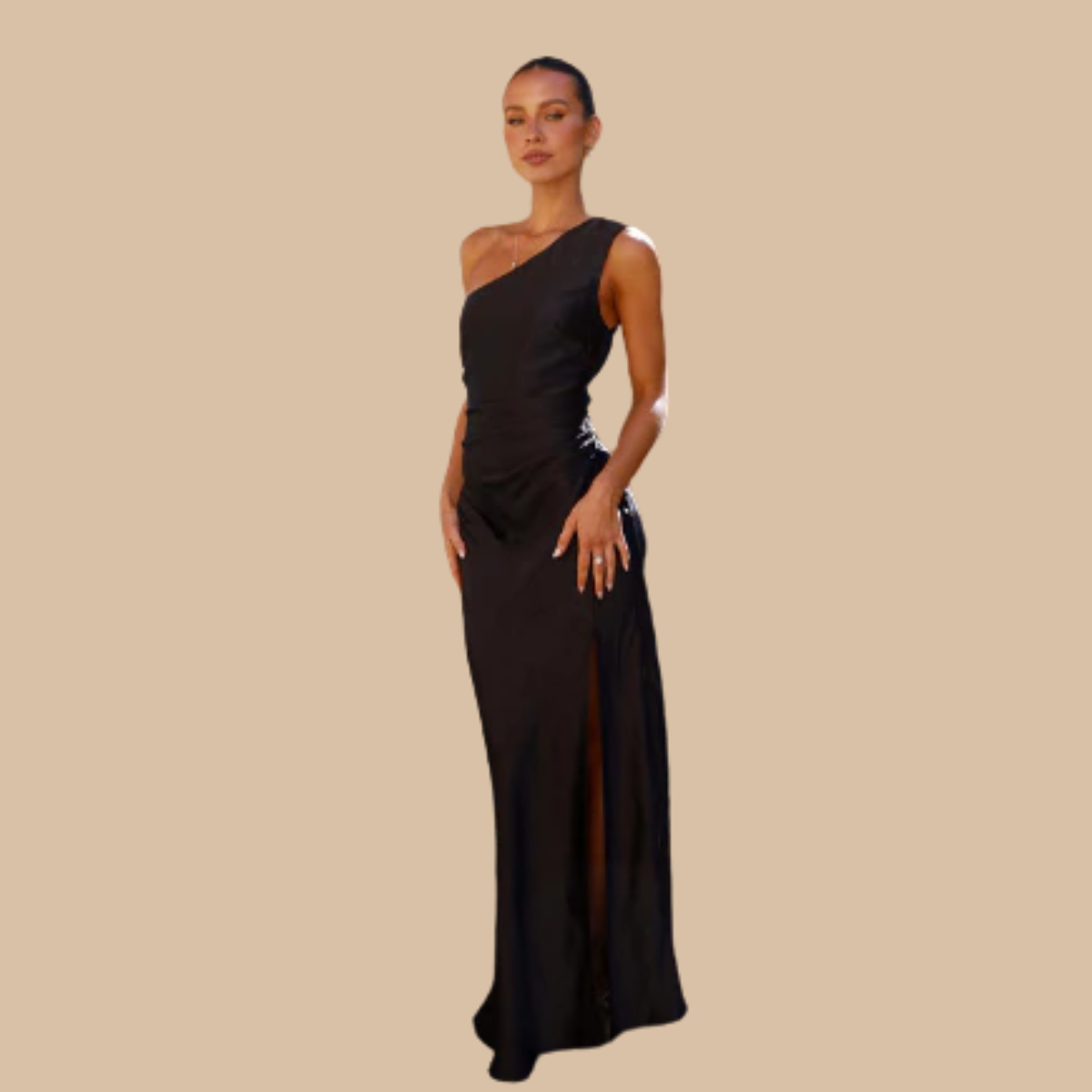 Elegante Satijnen One-Shoulder Avondjurk Zenvora