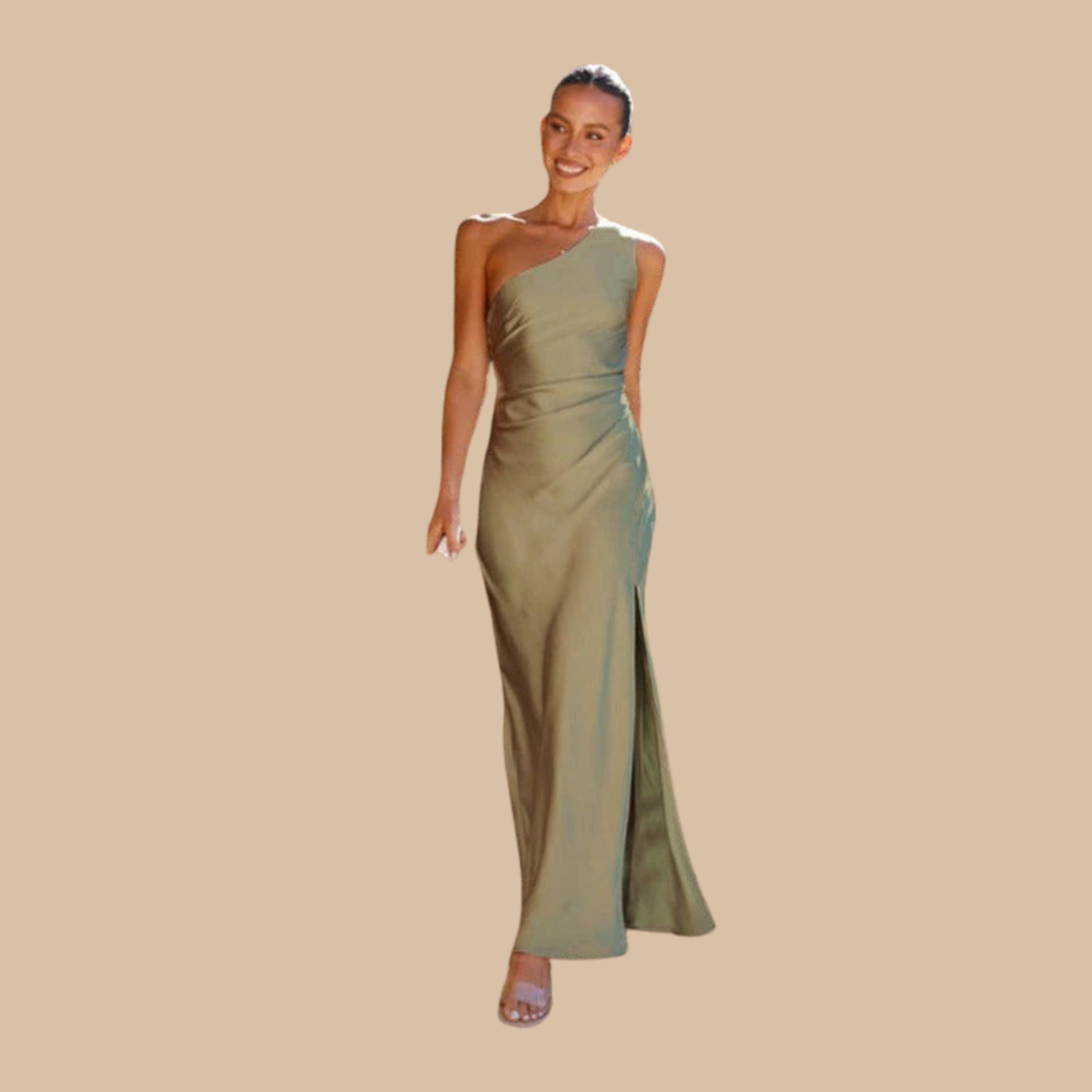 Elegante Satijnen One-Shoulder Avondjurk Zenvora