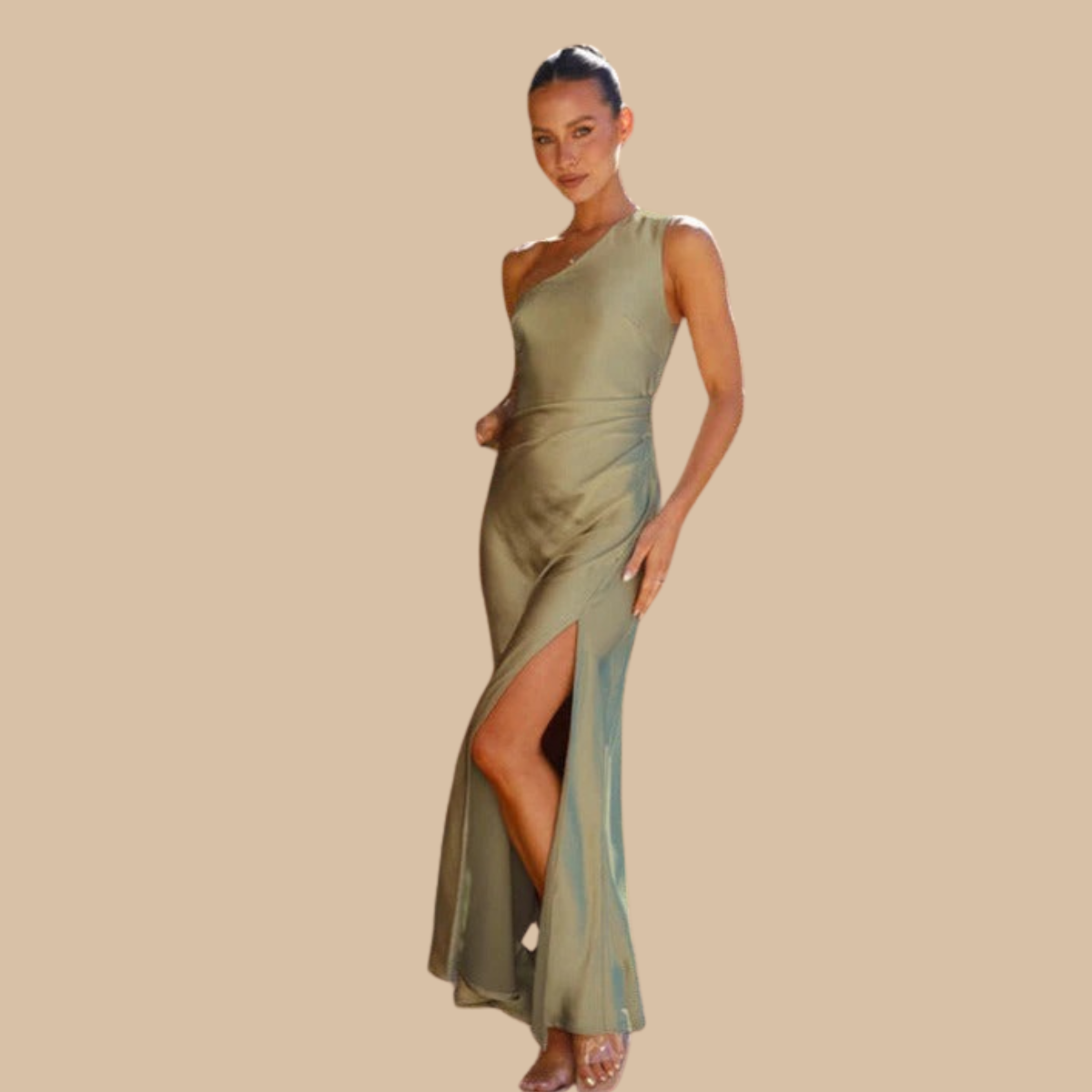 Elegante Satijnen One-Shoulder Avondjurk Zenvora