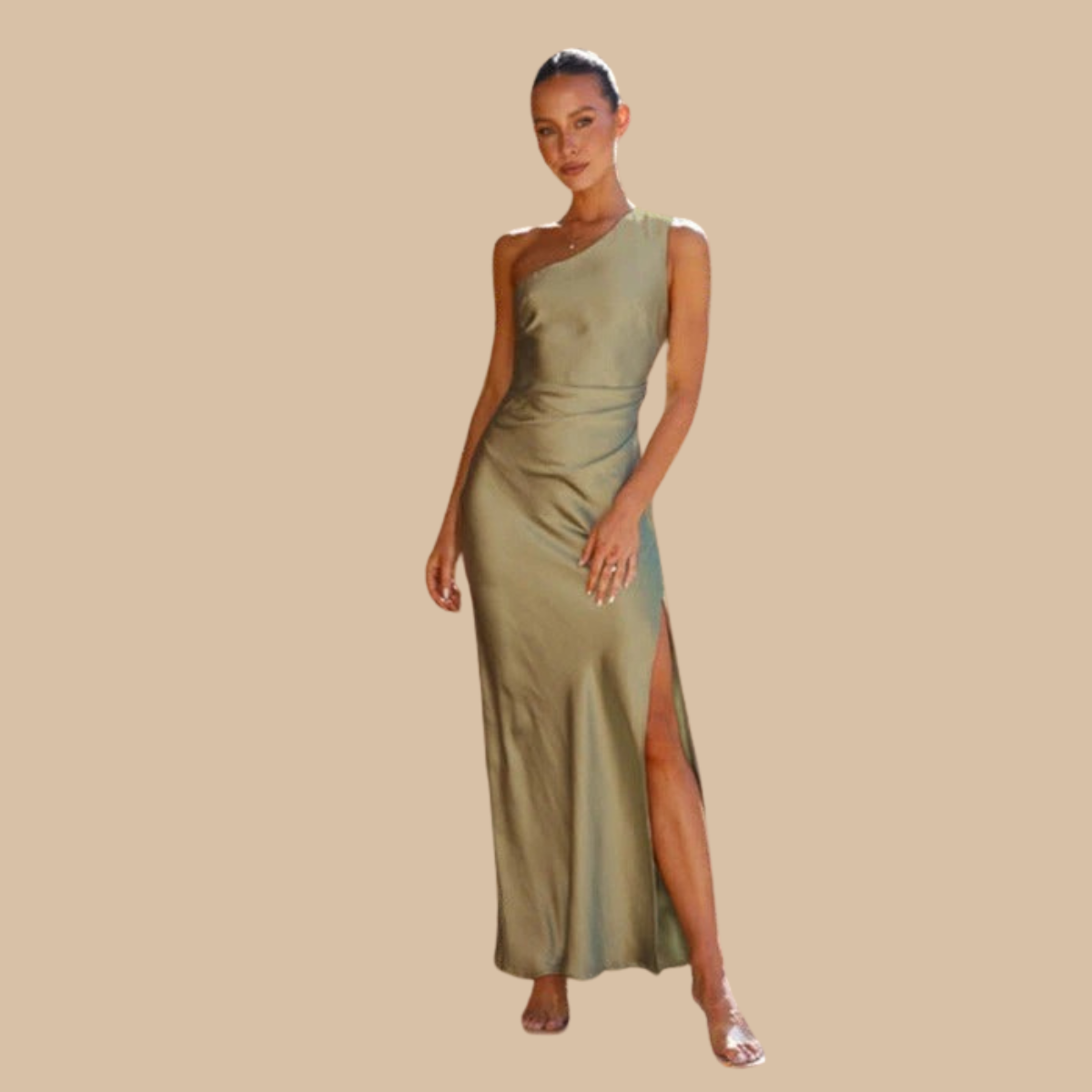 Elegante Satijnen One-Shoulder Avondjurk Zenvora