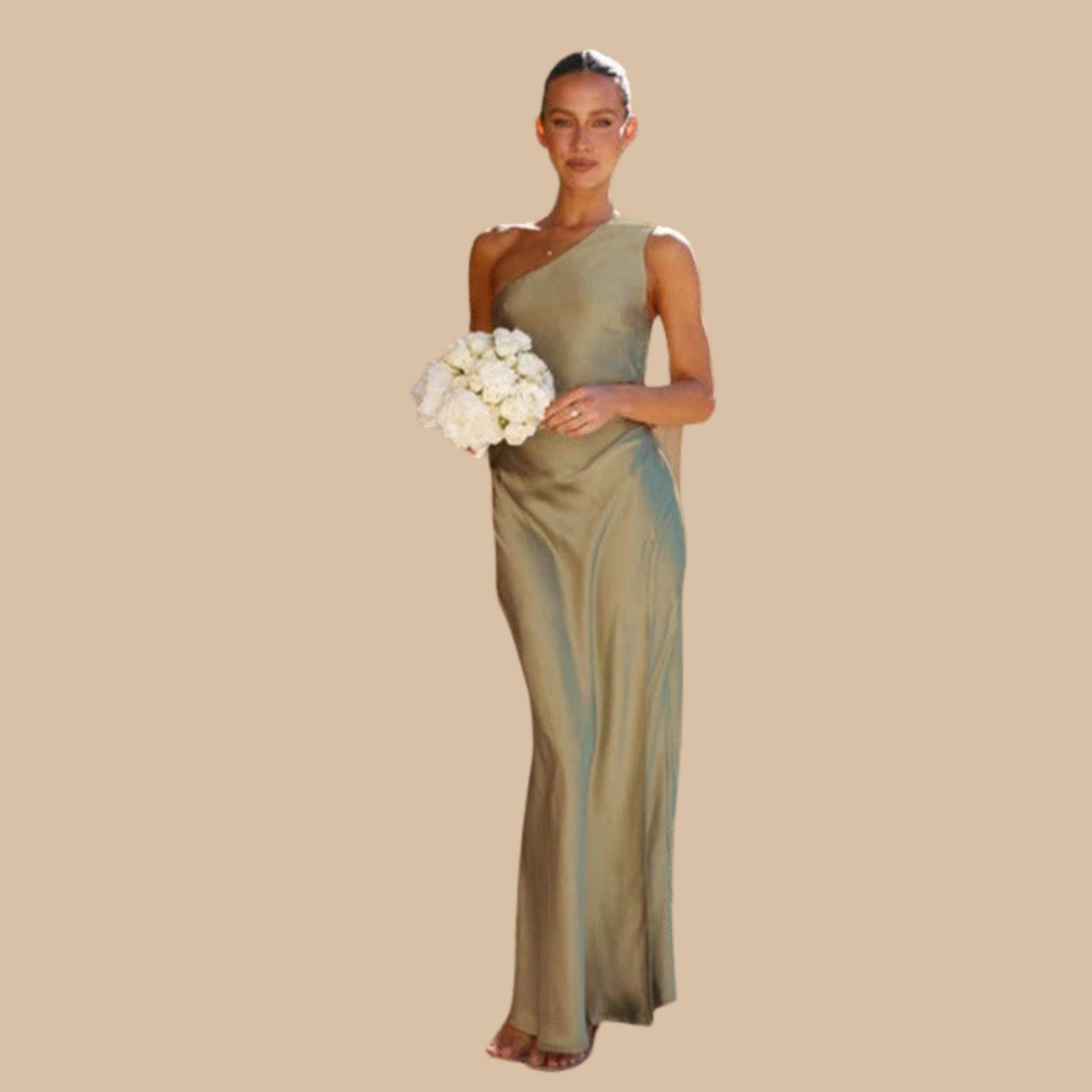 Elegante Satijnen One-Shoulder Avondjurk Zenvora