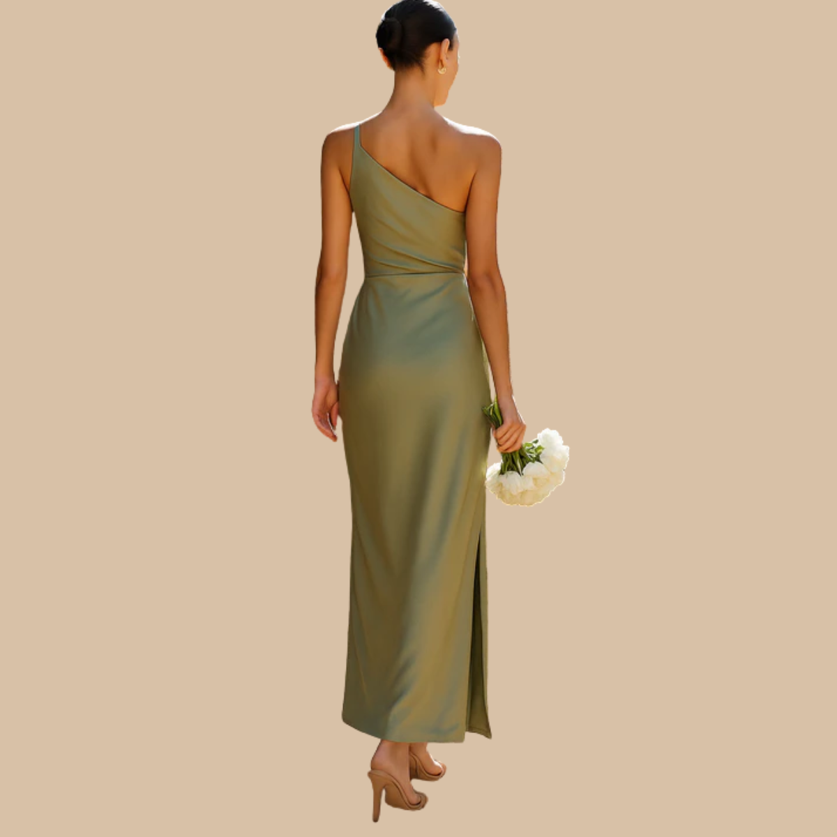 Elegante Satijnen One-Shoulder Avondjurk Zenvora