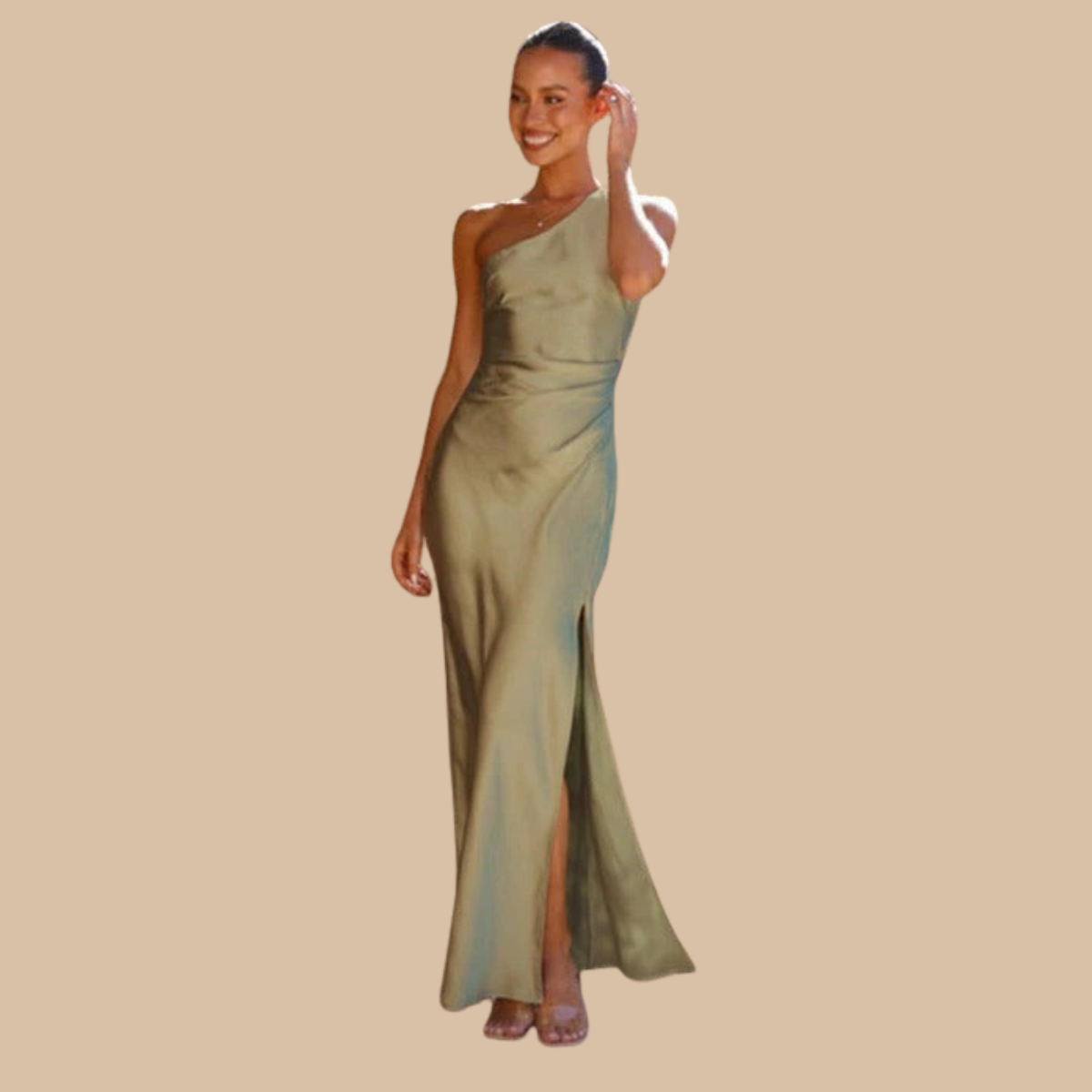 Elegante Satijnen One-Shoulder Avondjurk Zenvora