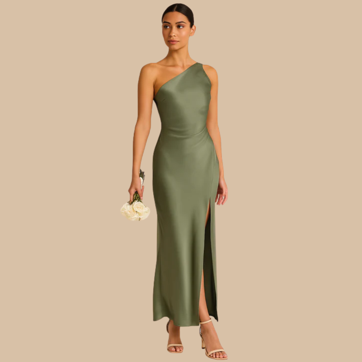 Elegante Satijnen One-Shoulder Avondjurk Zenvora
