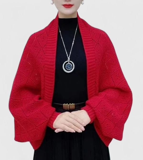Elyzianne | Elegant Cardigan Red One Size
