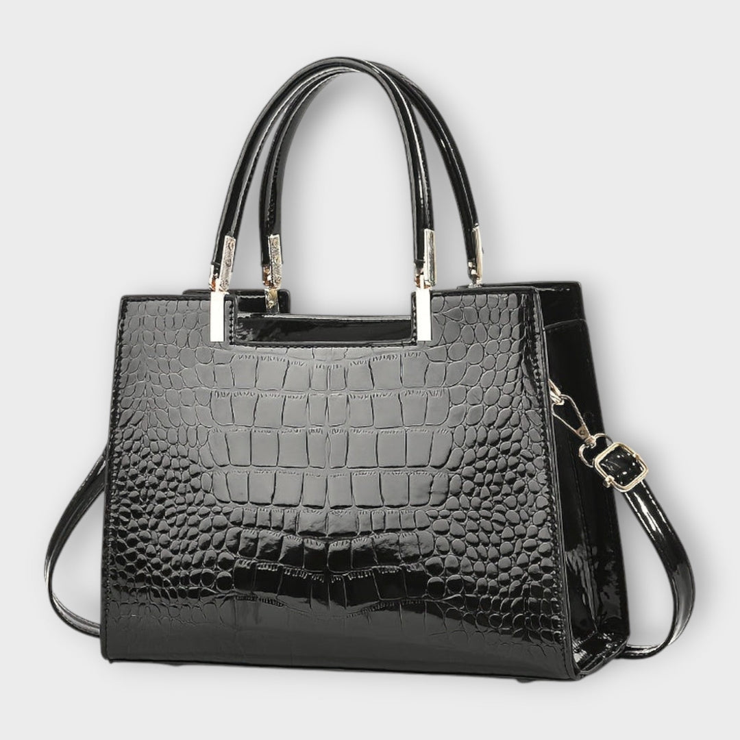 Zenvora | Glossy Crocodile Pattern Handbag