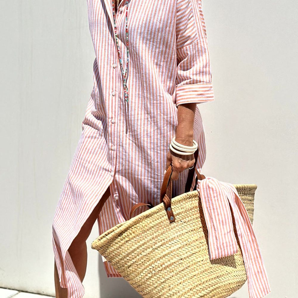 Sophia | Timeless Striped Shirt Dress with Elegant Comfort Zenvora