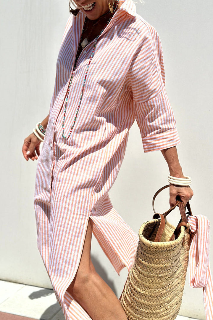 Sophia | Timeless Striped Shirt Dress with Elegant Comfort Zenvora