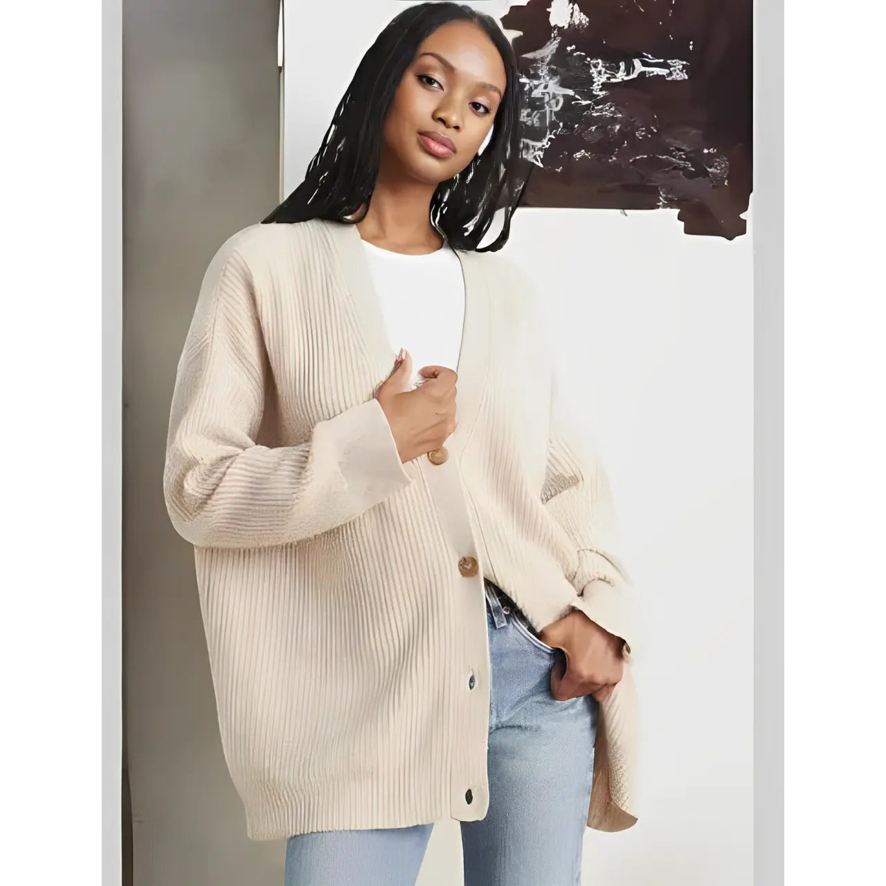 Elegante Knopen Cardigan Zenvora