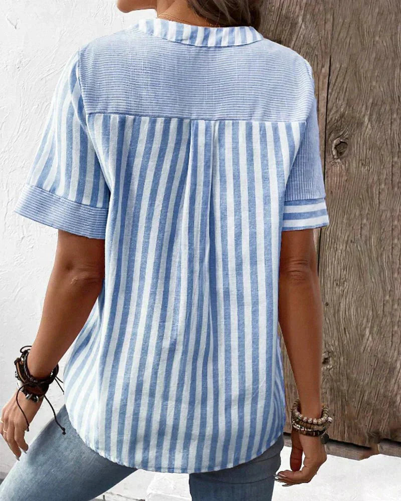 Lila | Soft Striped Blouse Zenvora