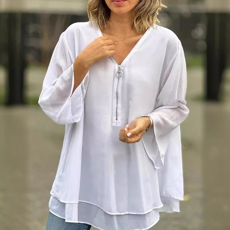 Seraphina | Satin Button Blouse Zenvora