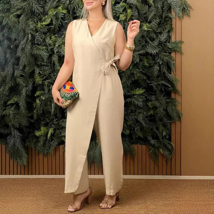 Inès | Elegant V-Neck Jumpsuit Zenvora
